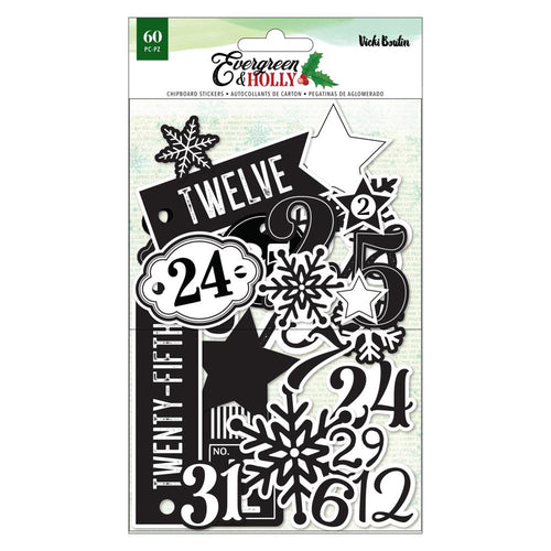 Vicki Boutin - Mixed Chipboard Stickers - Evergreen & Holly. Stickers add the perfect finishing touch to your paper projects. Available at Embellish Away located in Bowmanville Ontario Canada.