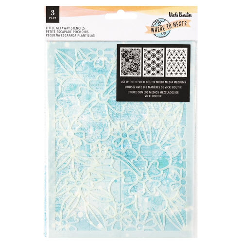 Vicki Boutin - Stencil Pack - 3/Pkg - Where To Next - Little Getaway. Available at Embellish Away located in Bowmanville Ontario Canada.
