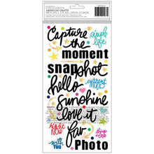 Load image into Gallery viewer, American Crafts - Vicki Boutin - Sweet Rush - Thickers Stickers - 129/Pkg - Loving This Phrase/Puffy. Available at Embellish Away located in Bowmanville Ontario Canada.
