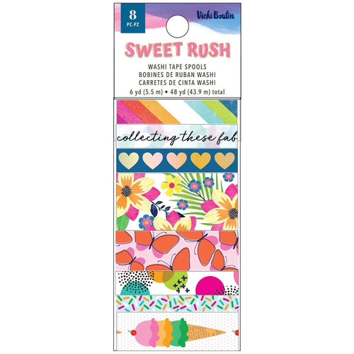 American Crafts - Vicki Boutin - Sweet Rush - Washi Tape - 8/Pkg W/Gold Foil. Available at Embellish Away located in Bowmanville Ontario Canada.