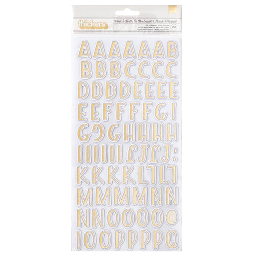 Vicki Boutin - Thickers Stickers - 158/Pkg - Where To Next - Alpha W/Gold Foil. Available at Embellish Away located in Bowmanville Ontario Canada.