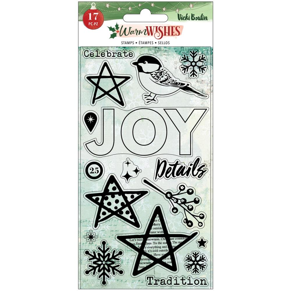 American Crafts - Vicki Boutin -Warm Wishes - Acrylic Stamps - 17/Pkg. Available at Embellish Away located in Bowmanville Ontario Canada.