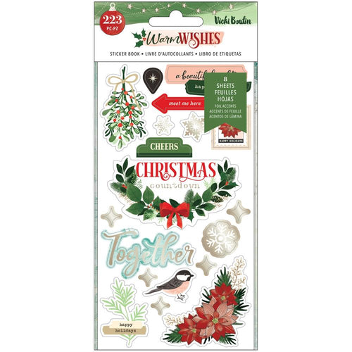 American Crafts - Vicki Boutin - Warm Wishes - Sticker Book - W/Champagne Gold Foil - 223/Pkg. Available at embellish Away located in Bowmanville Ontario Canada.
