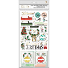 Load image into Gallery viewer, American Crafts - Vicki Boutin - Warm Wishes - Thickers Stickers 98/Pkg - Merry &amp; Bright Phrases &amp; Icons/Chipboard. Available at Embellish Away located in Bowmanville Ontario Canada.
