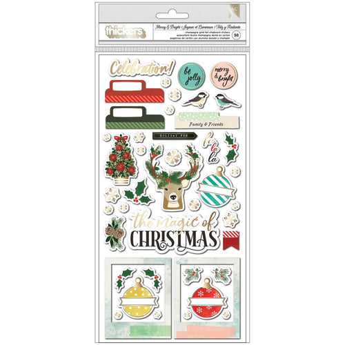 American Crafts - Vicki Boutin - Warm Wishes - Thickers Stickers 98/Pkg - Merry & Bright Phrases & Icons/Chipboard. Available at Embellish Away located in Bowmanville Ontario Canada.