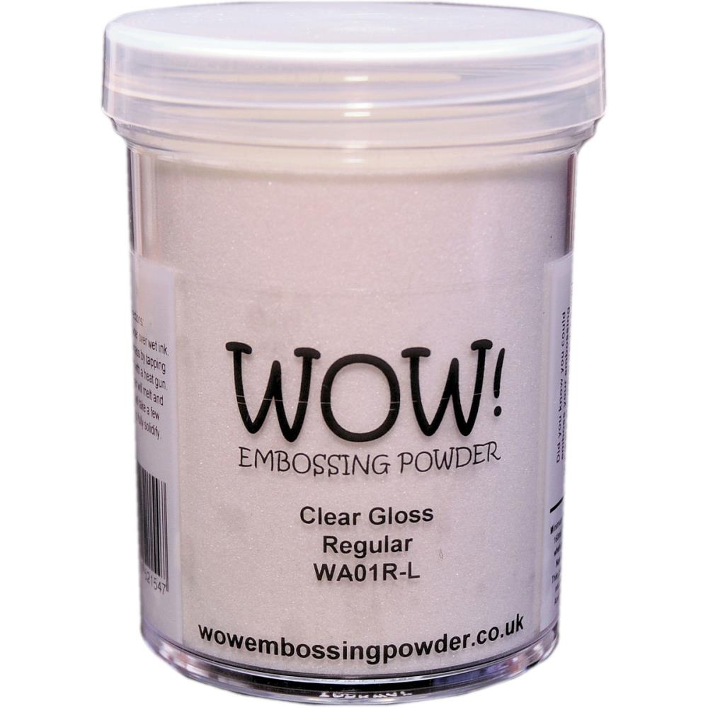 WOW! - Embossing Powder - 160ml - Clear Gloss Regular. Embossing powder is the perfect way to add new life to your embossing projects. Add it to wet ink, dry it, and watch it create a whole new dimension! This package contains one 5.33oz/160ml bottle of embossing powder. Available in a variety of clear finishes (each sold separately). Non-toxic and acid free. Imported. Available at Embellish Away located in Bowmanville Ontario Canada.