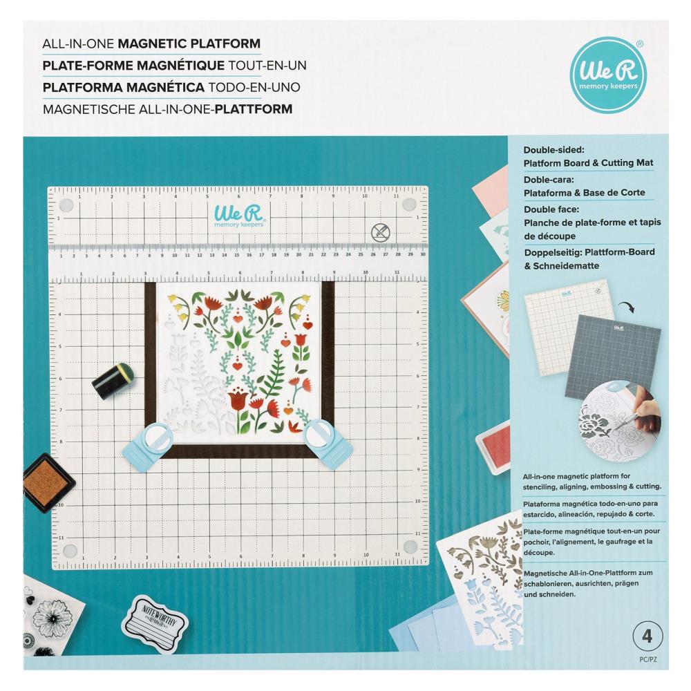 We R Memory Keepers - All-In-One Magnetic Platform. The All-In-One Magnetic Platform is perfect for stenciling, aligning, embossing, and cutting. One side is an easy-clean work surface. Available at Embellish Away located in Bowmanville Ontario Canada.