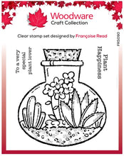 Cargar imagen en el visor de la galería, Woodware - 4&quot;x4&quot; Clear Singles Stamp - Terrarium. On trend stamp with a display of succulents displayed in a fun terrarium. Add a personal touch with your favourite colouring medium and the fun words. Designed by Francoise Read. These stamps would be perfect for cards and scrapbook pages as well as mixed media or fun décor projects. Available at Embellish Away located in Bowmanville Ontario Canada.

