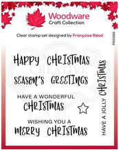 Cargar imagen en el visor de la galería, Woodware - Clear Singles 4 in x 4 in Stamp -  Useful Christmas. This word set of stamps are a great mix of font styles and are a must have set of words. They will make add that finishing touch that will make cards sensational. They are suitable for paper fabric, or any other surface depending on the ink choice. High quality Polymer stamps designed and made in the UK.  4 in x 4 in. Available at Embellish Away located in Bowmanville Ontario Canada.
