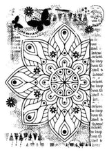 Load image into Gallery viewer, Woodware - Clear Singles Stamp - Ancient Mandala. A beautiful design that is so much fun to colour by hand. Size: 6.75x 5.5 inches. Available at Embellish Away located in Bowmanville Ontario Canada.
