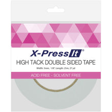 Cargar imagen en el visor de la galería, This Double Sided Tape is acid and solvent free; features an extra-strong adhesive that can be applied by hand and is heat resistant. Use on metal, glass, wood, paper, plastic, fabric and more! This roll contains one 27yd roll of 1/8in wide tape. Available at Embellish Away located in Bowmanville Ontario Canada.
