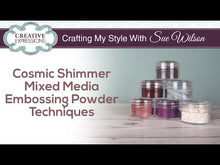 將影片載入圖庫檢視器並播放，Cosmic Shimmer - Mixed Media Embossing Powder - YouTube Video with Sue Wilson. Available in Bowmanville Ontario Canada.
