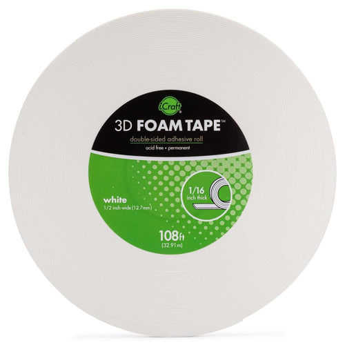 iCraft - 3D Foam Tape - Jumbo Roll - White .5